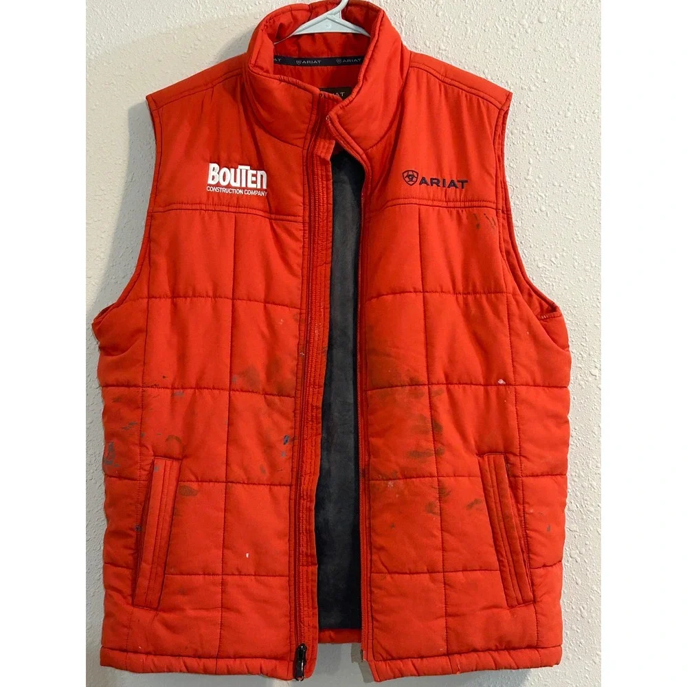 Thrashed Ariat Grungecore Distressed Mens Insulated Quilted Vest‎ Orange Size L